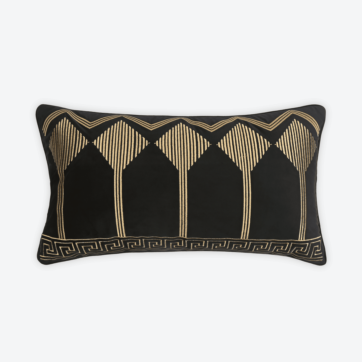 Black Facet Lumbar Cushion Cover