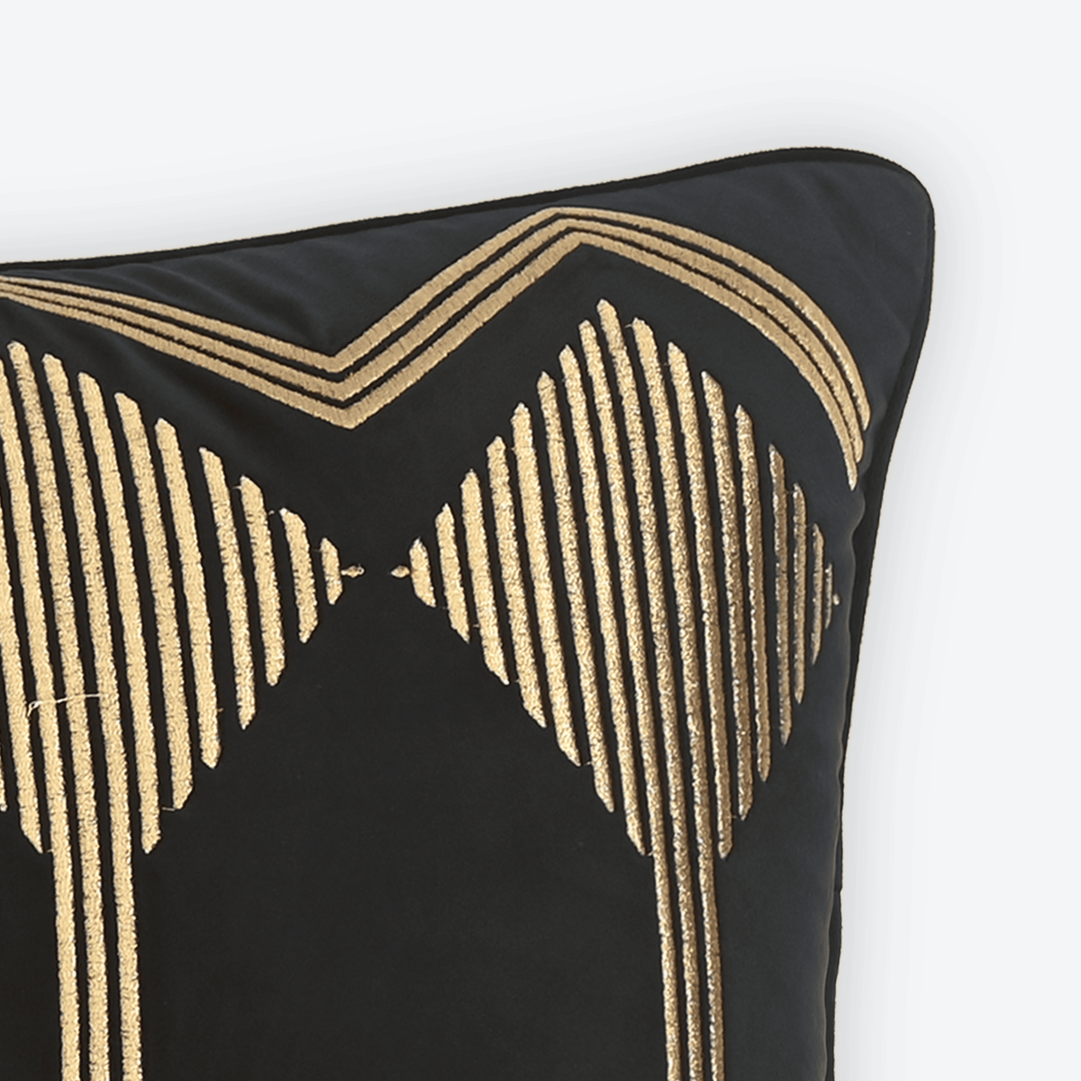 Black Facet Lumbar Cushion Cover, close-up