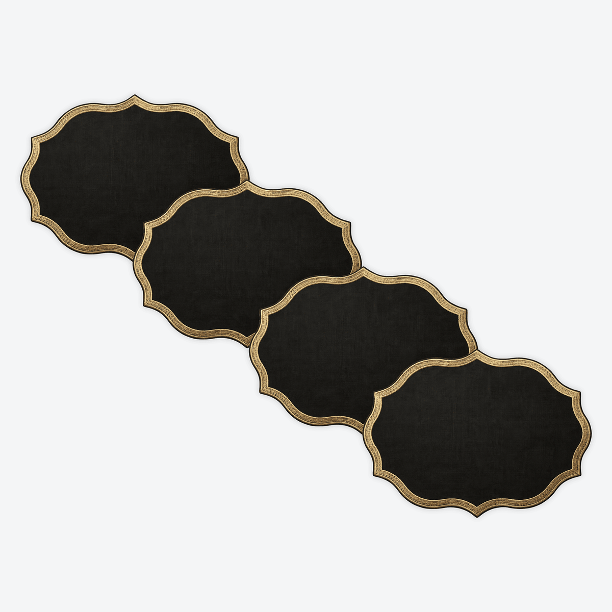 Black Florentine Placemat, Set of 4, full set