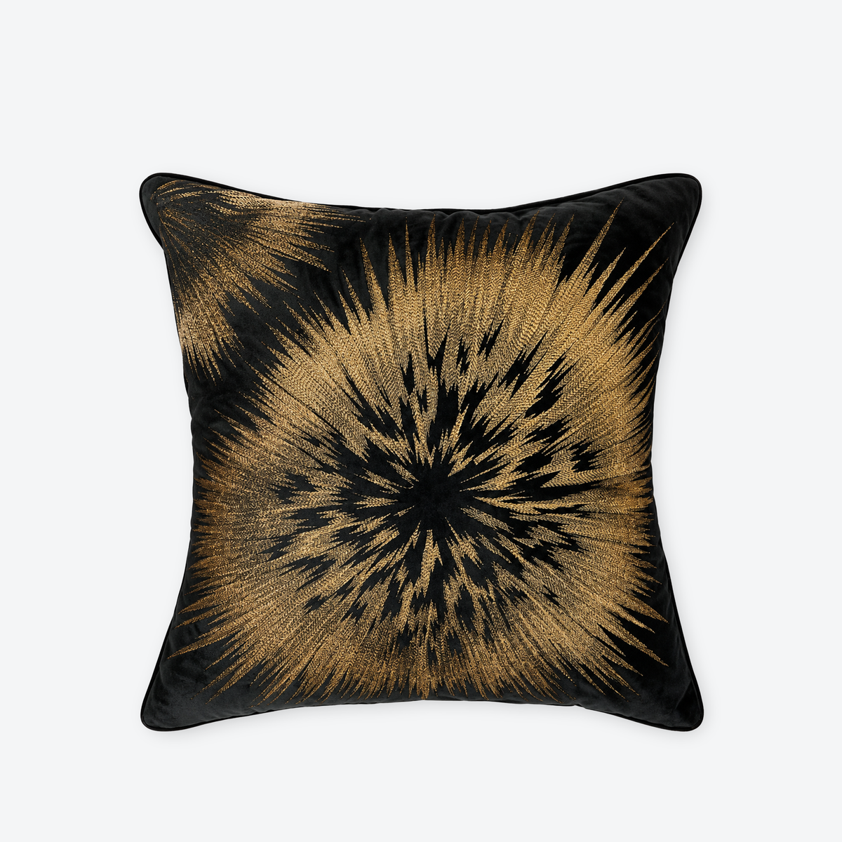 Black Gilded Sun Cushion Cover