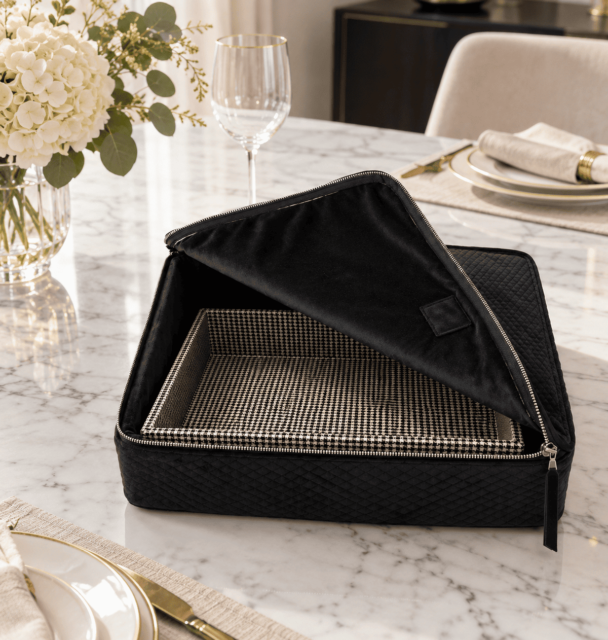 Black Luxe Tray Cover, Rectangle, styled at home