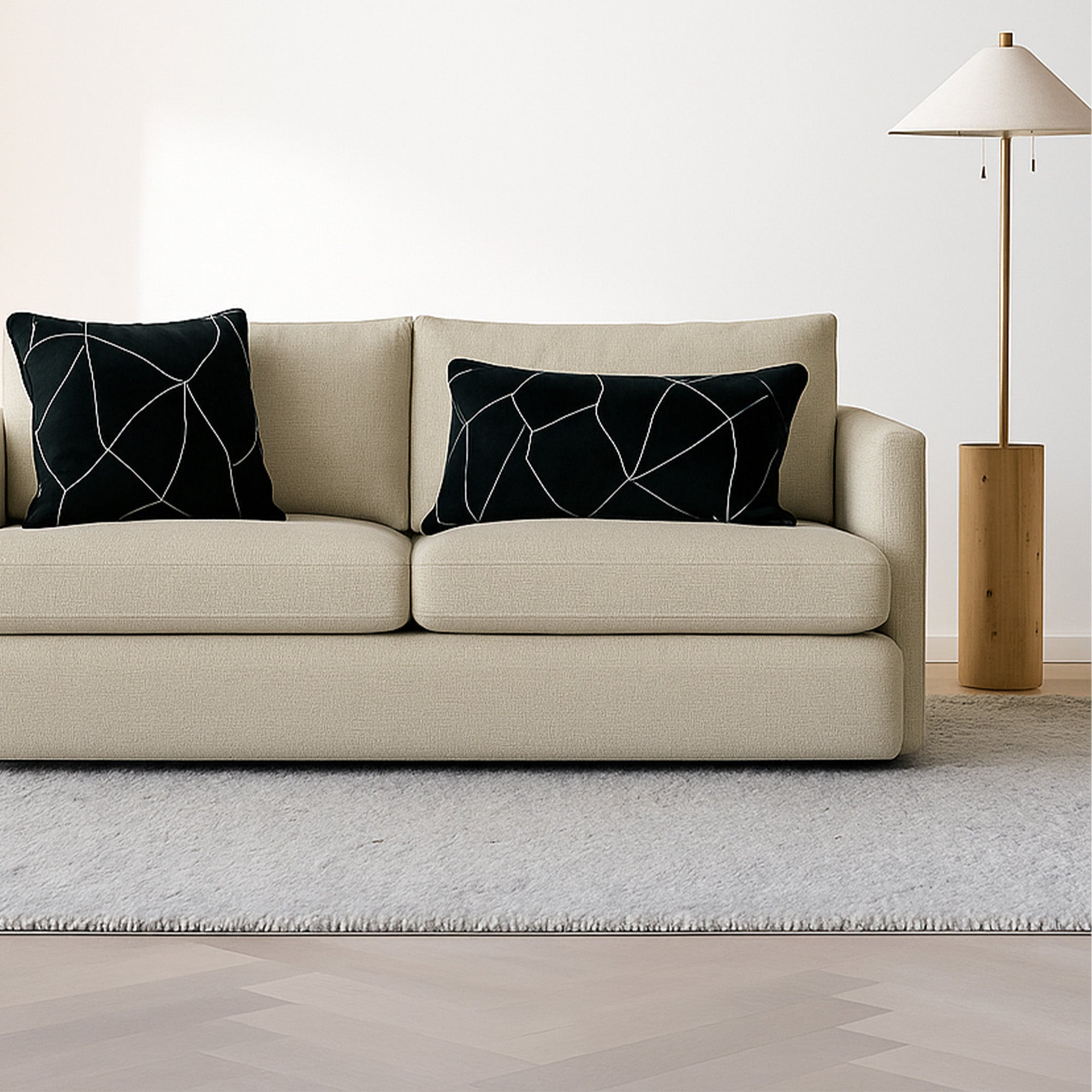 Black Crackle Luxe Lumbar Cushion Cover