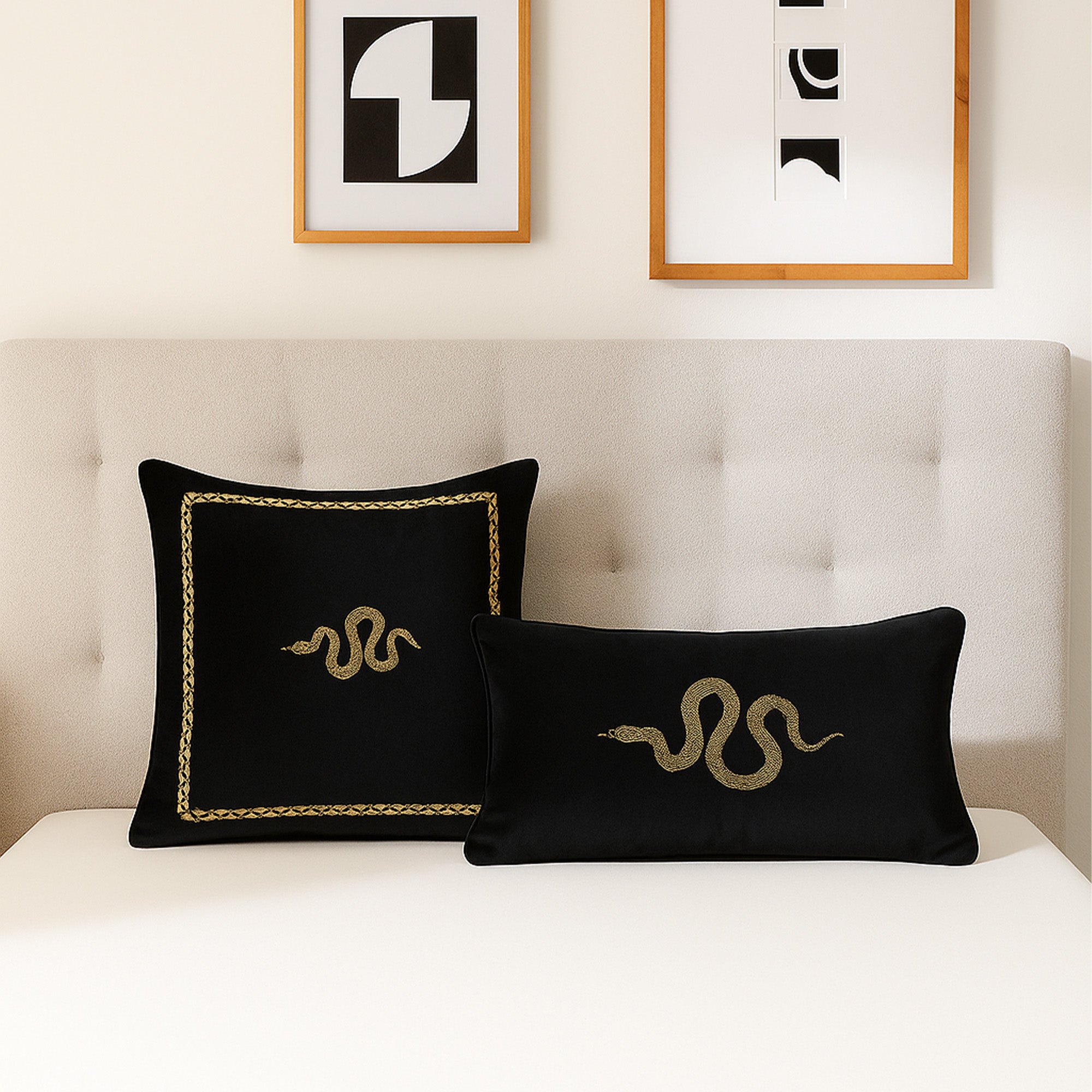 Black Snake Lumbar Cushion Cover
