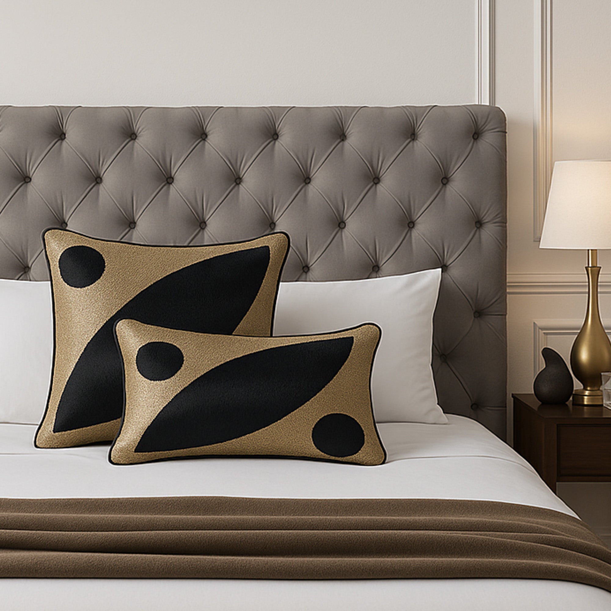 Black Cosmic Lumbar Cushion Cover