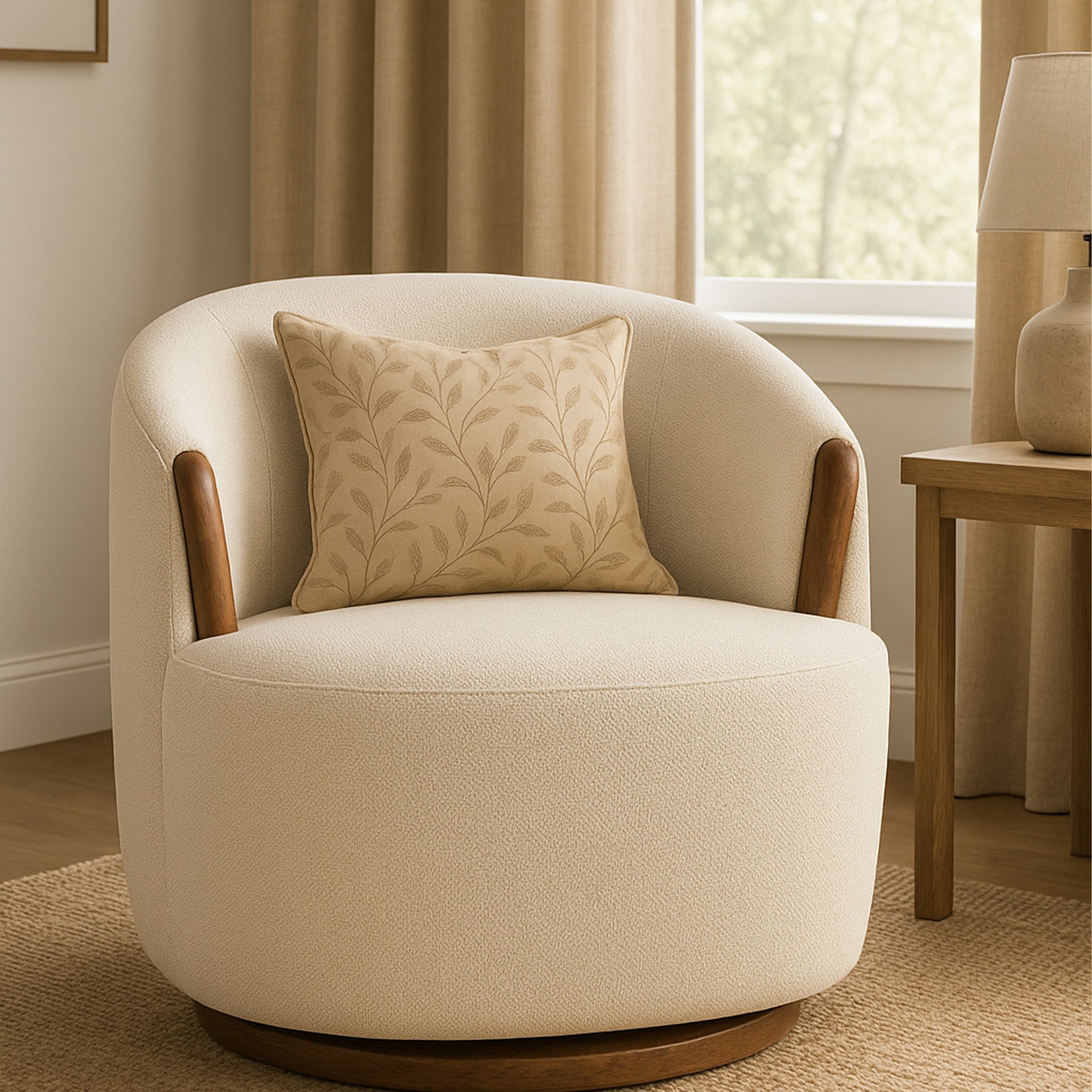 Beige Regal Botanical Cushion Cover