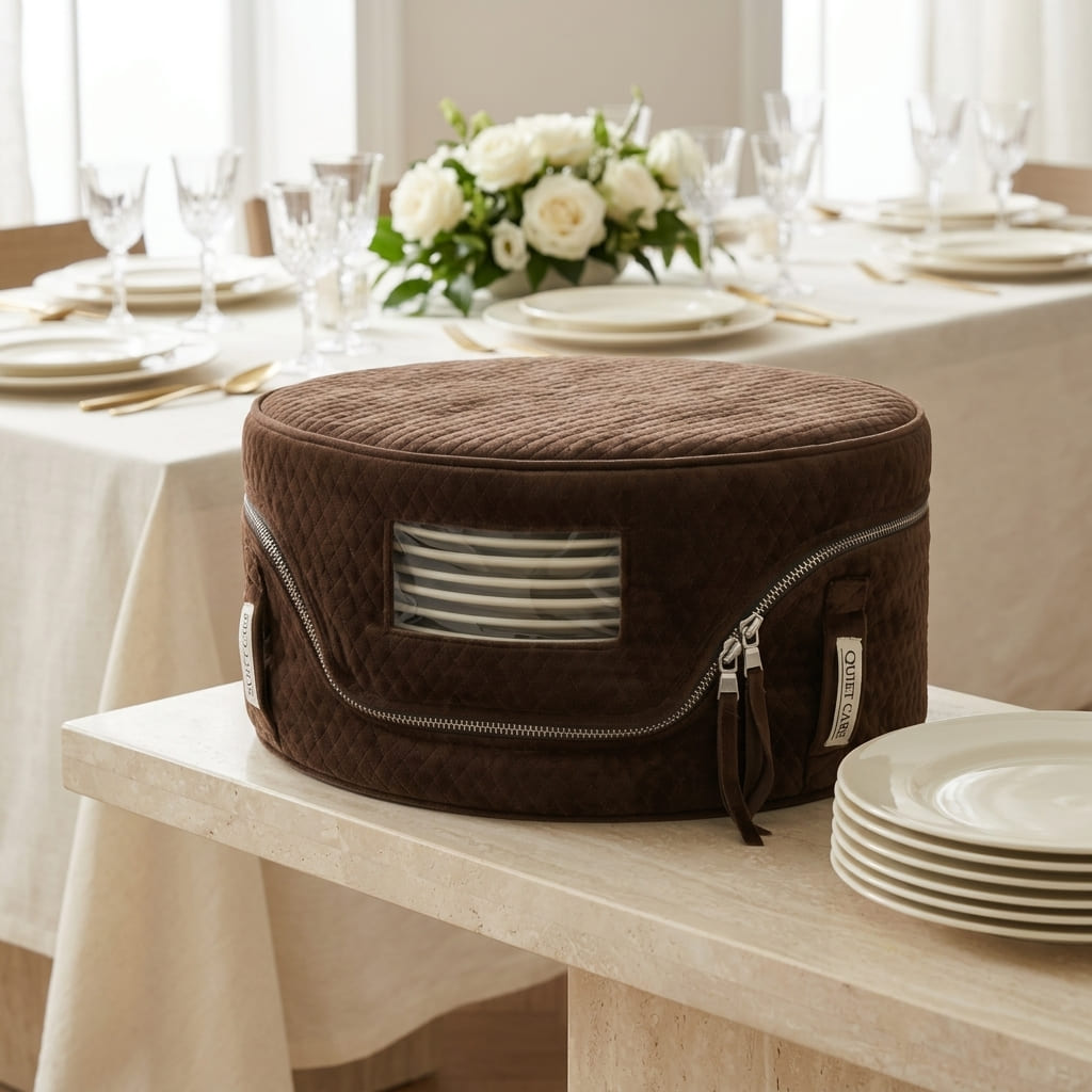 Brown Luxe Dessert Plate Cover, styled at home