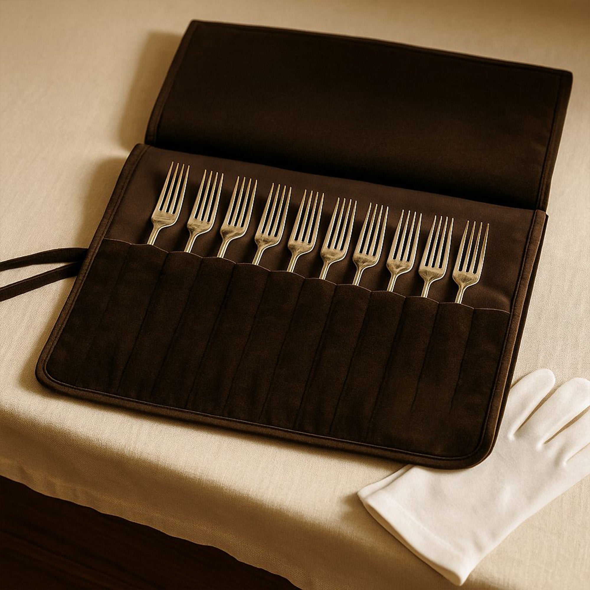 Brown Luxe Cutlery Wrap