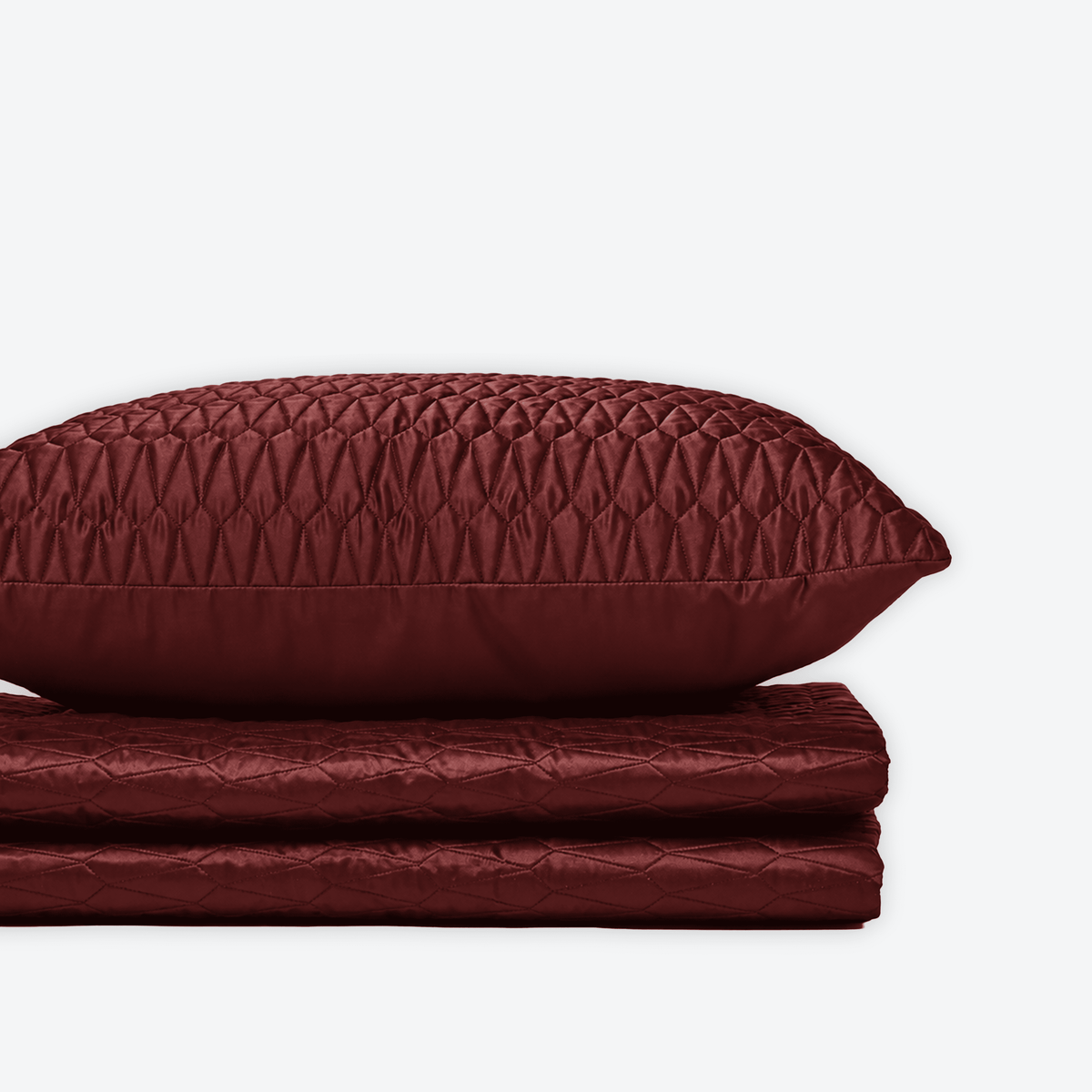 Burgundy Monaco Bedspread, stacked