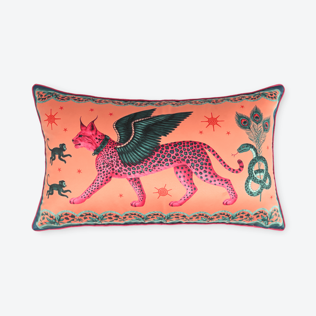 Coral Bengal Lumbar Cushion Cover