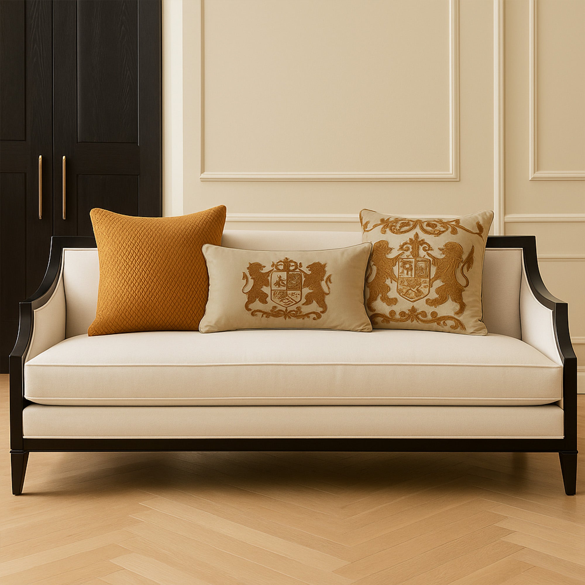 Beige Dynasty Lumbar Cushion Cover