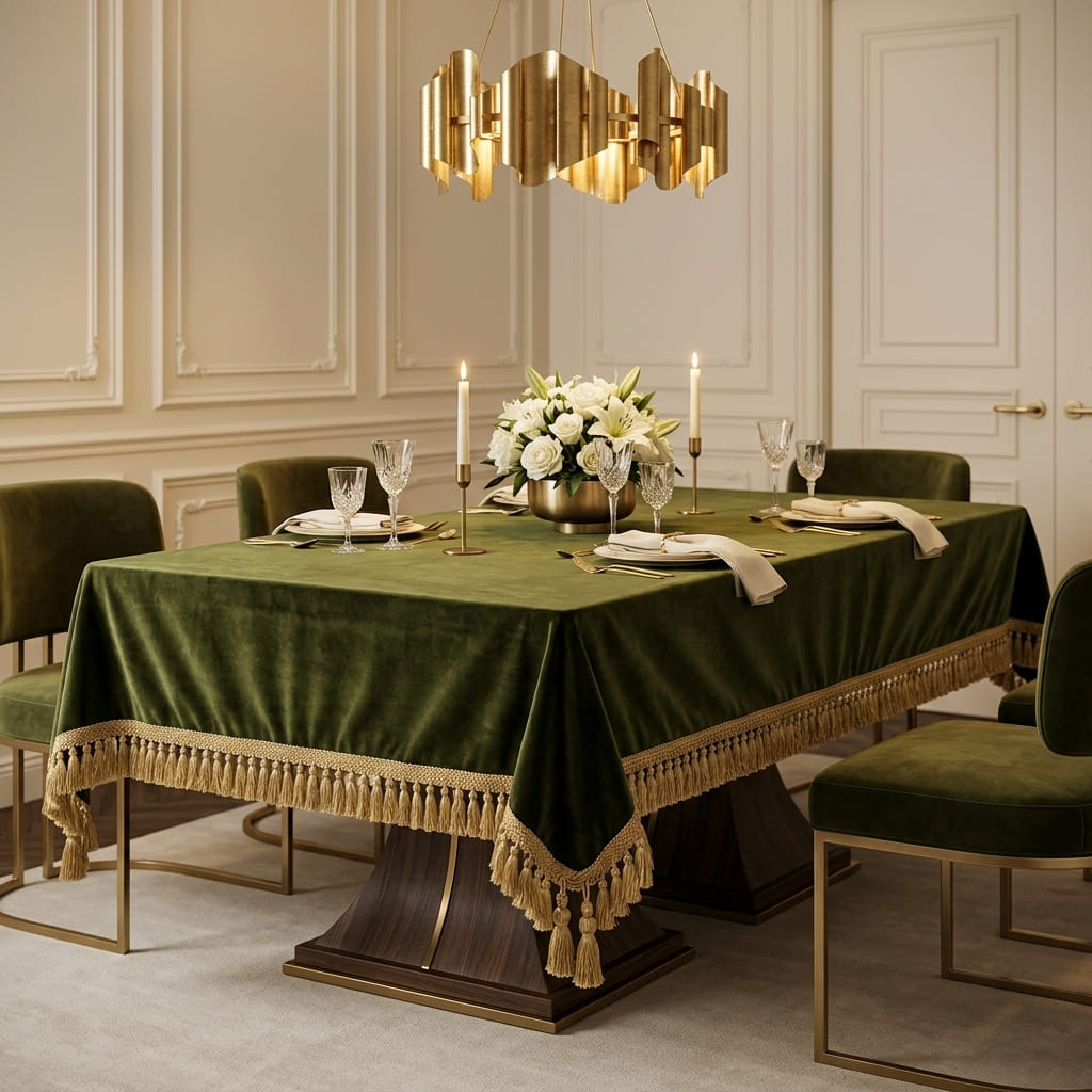 Green Empress Table Cover, styled