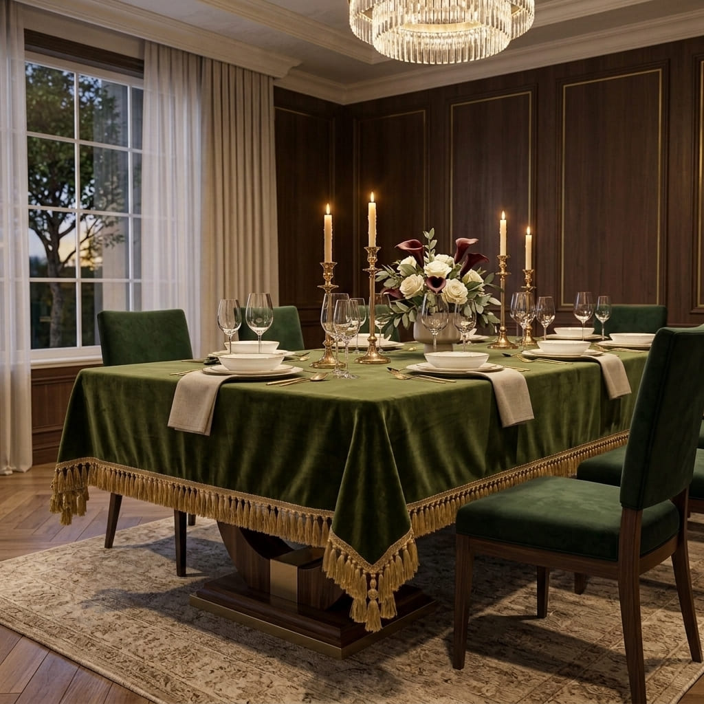 Green Empress Table Cover, styled