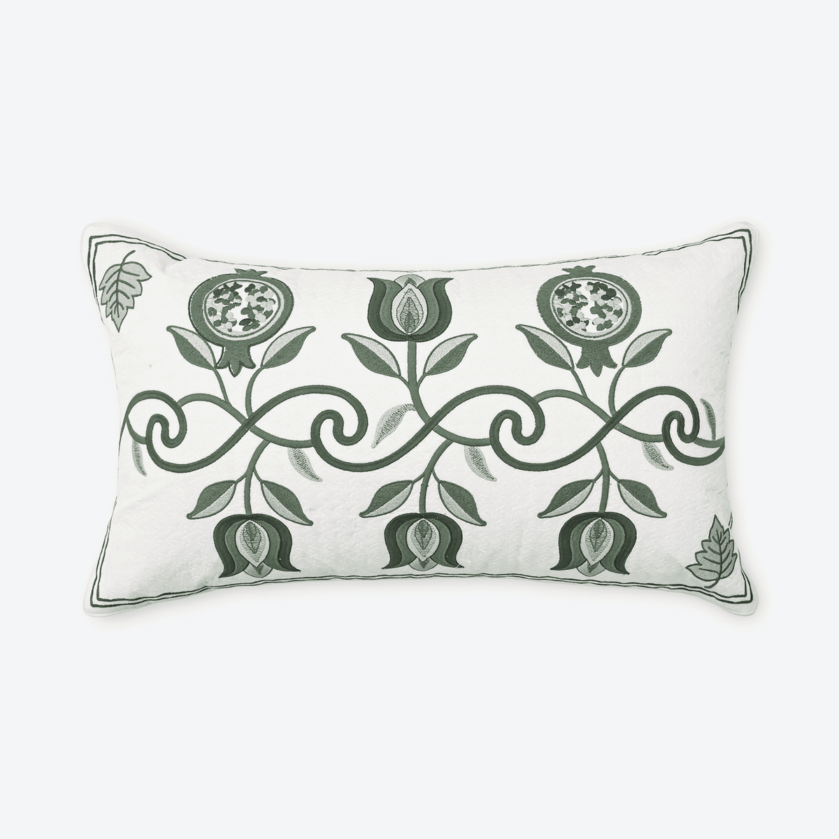 Green Tulip Vine Lumbar Cushion Cover