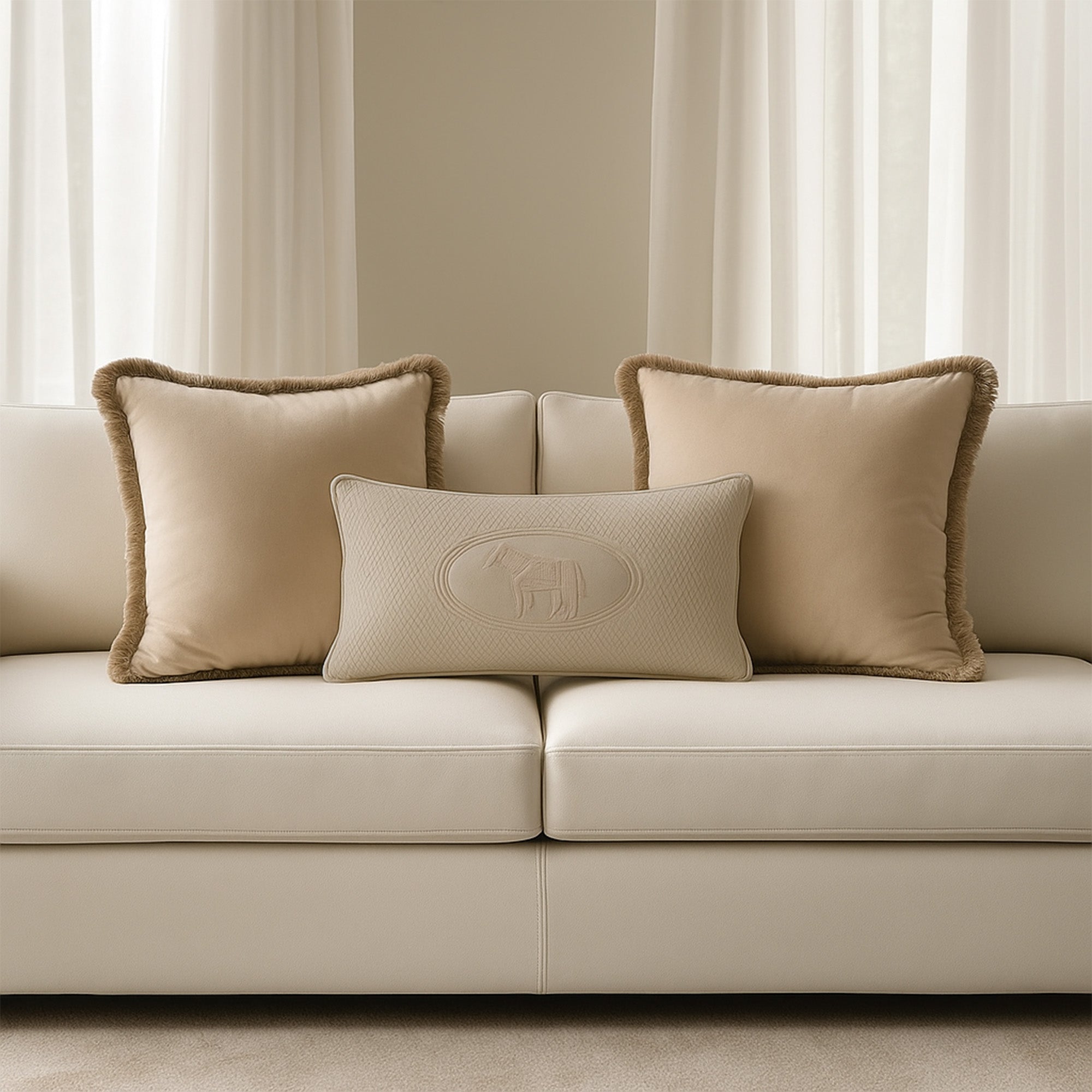Beige Ashton Stallion Cushion Cover