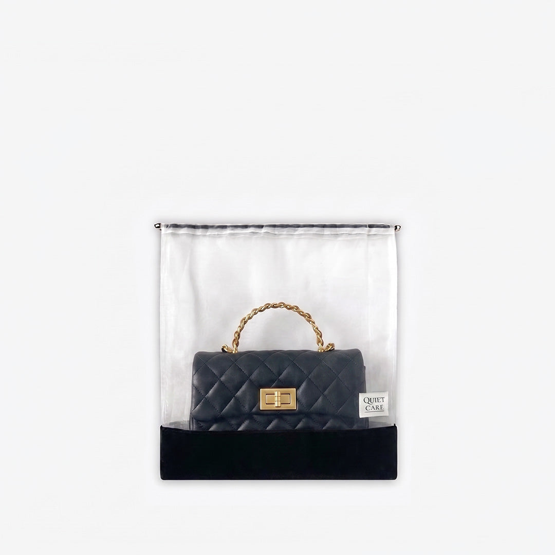 Luxe Dust Bag Small with a handbag inside, second view