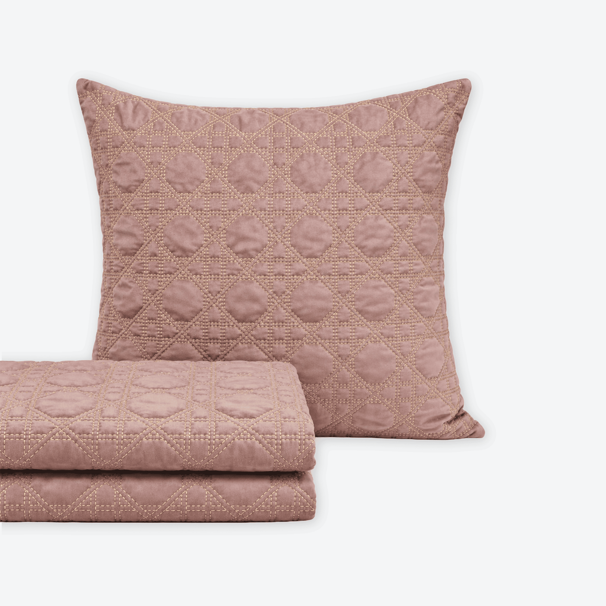 Pink Caneweave Bedspread with matching Euro sham