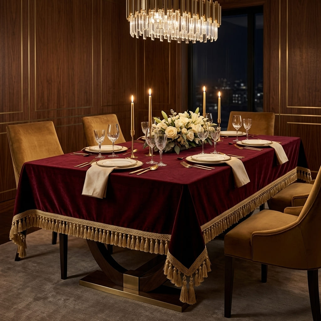 Red Empress Table Cover, styled
