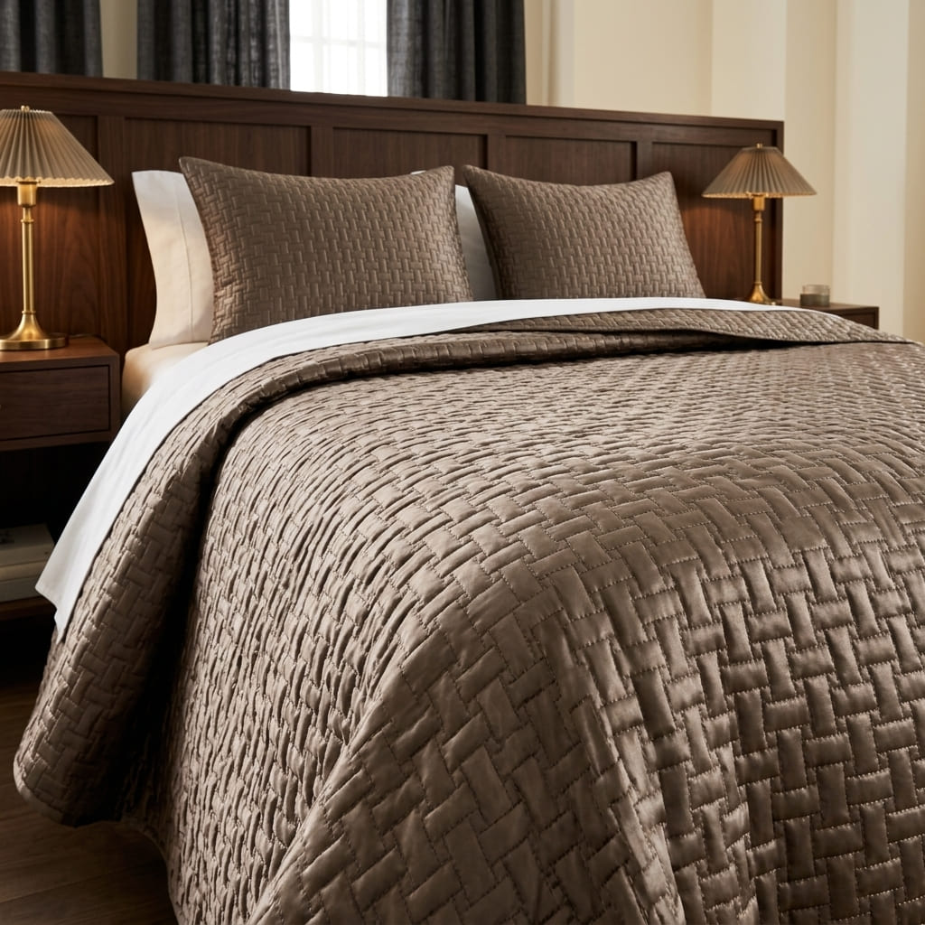 Taupe Riviera Bedspread, styled