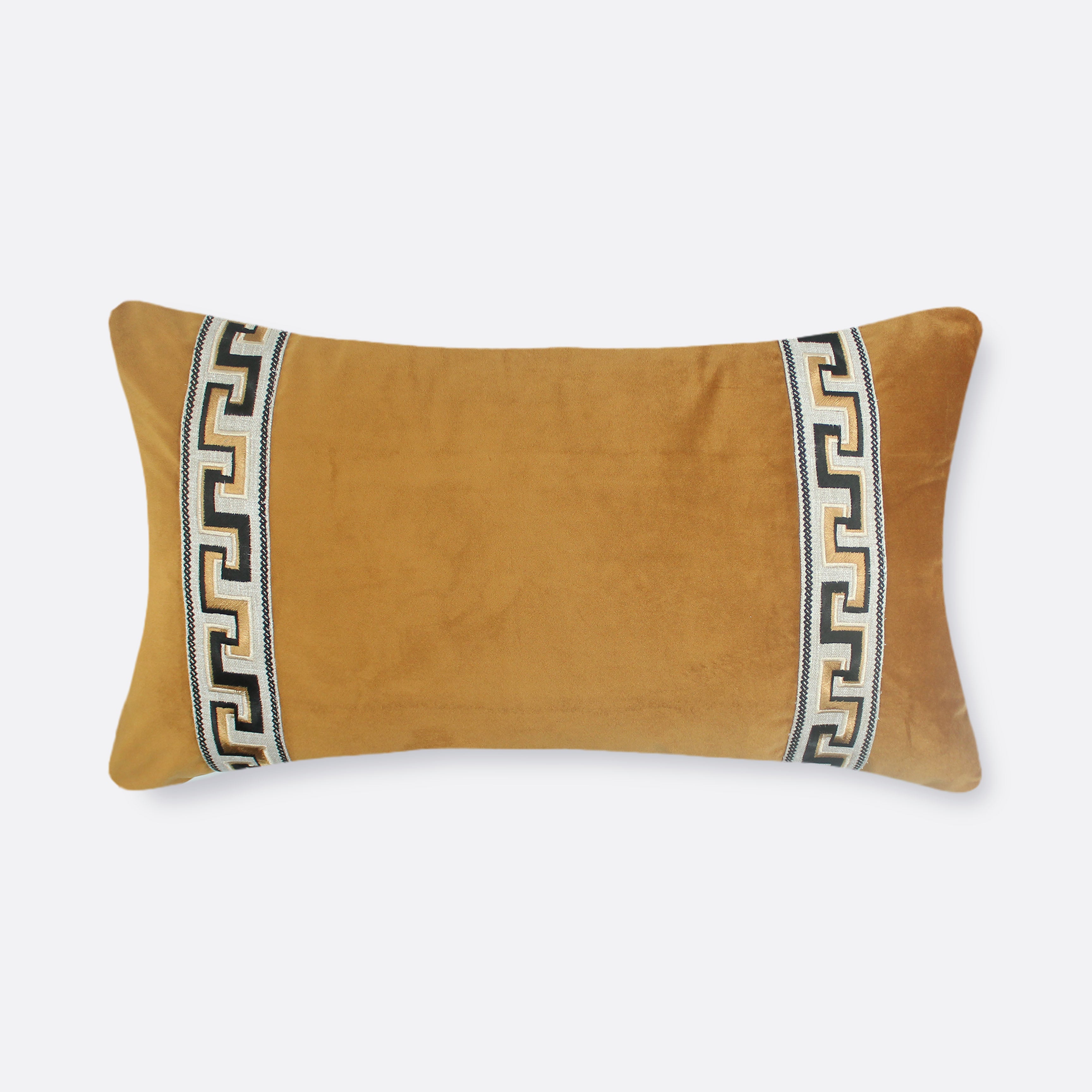 Hazelnut Greek Key Lumbar Cushion Cover