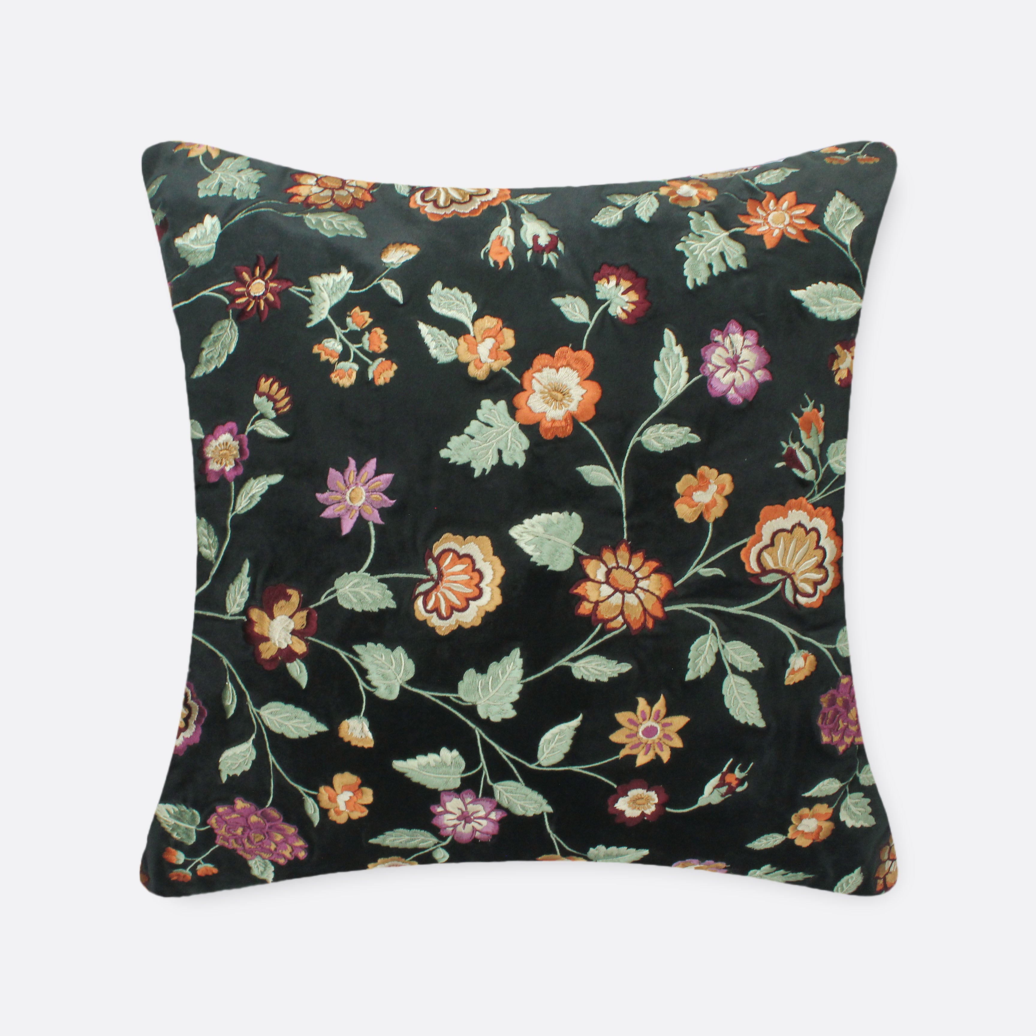Black Floral Cushion Cover