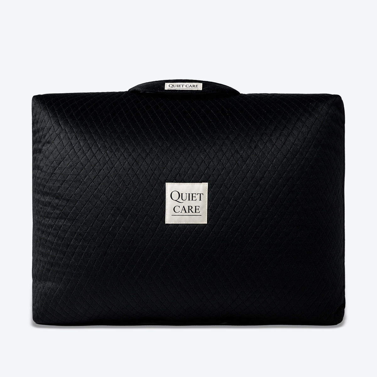 Quilted velvet bag shaper in black for large deep structured totes around 35 cm
