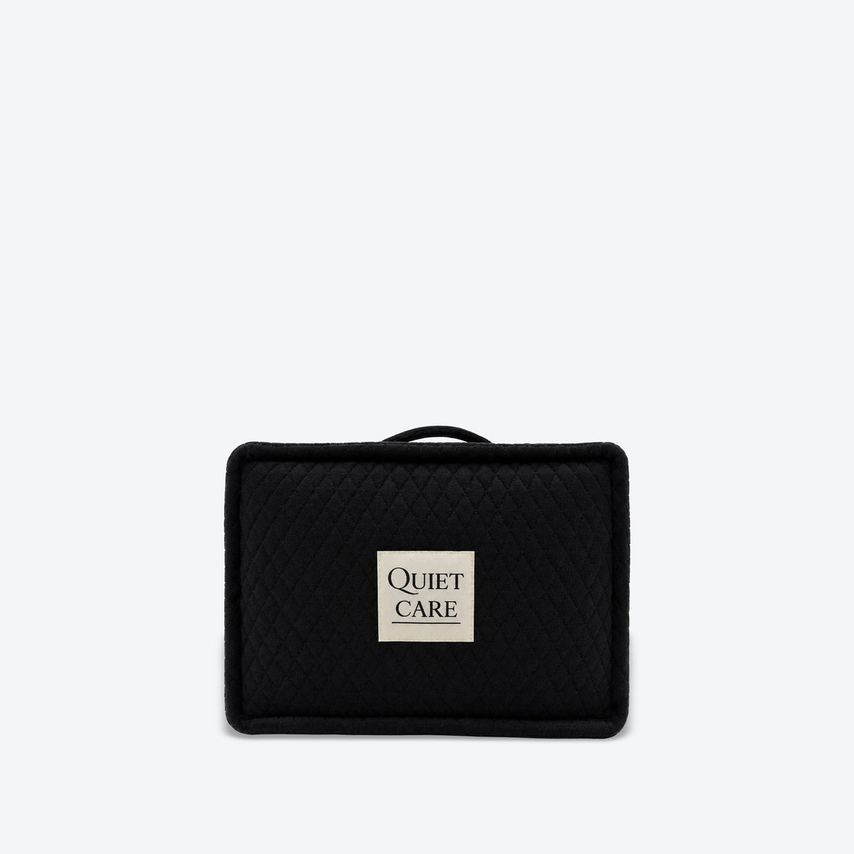 Quilted velvet bag shaper, second angle showing taper, for 20 cm top-handle bags