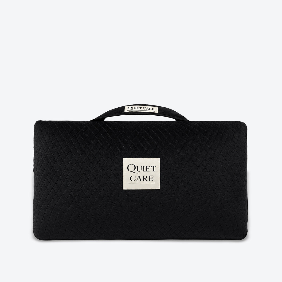 Quilted velvet bag shaper, second angle showing taper, for 32 cm top-handle bags