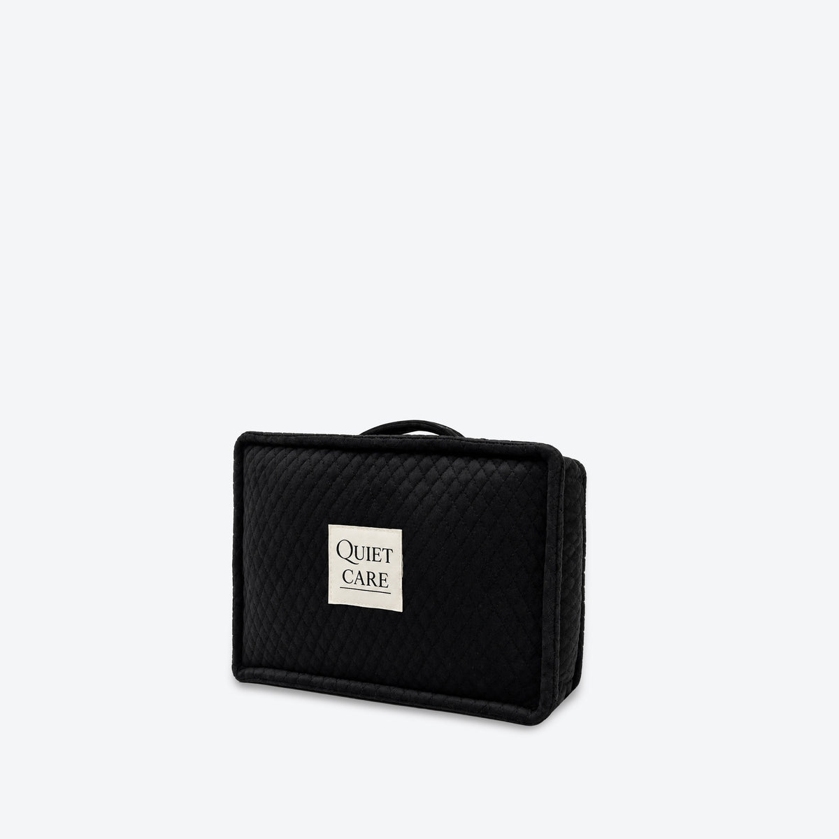 Quilted velvet bag shaper in black for compact structured bags around 20 cm