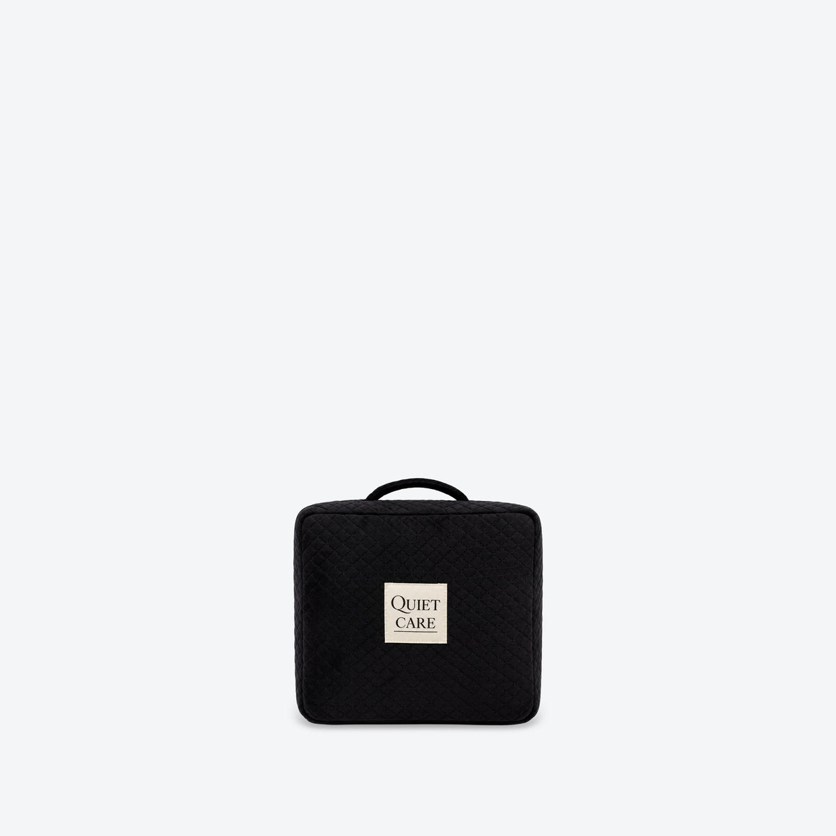 Cube quilted velvet bag shaper in black for small boxy structured bags