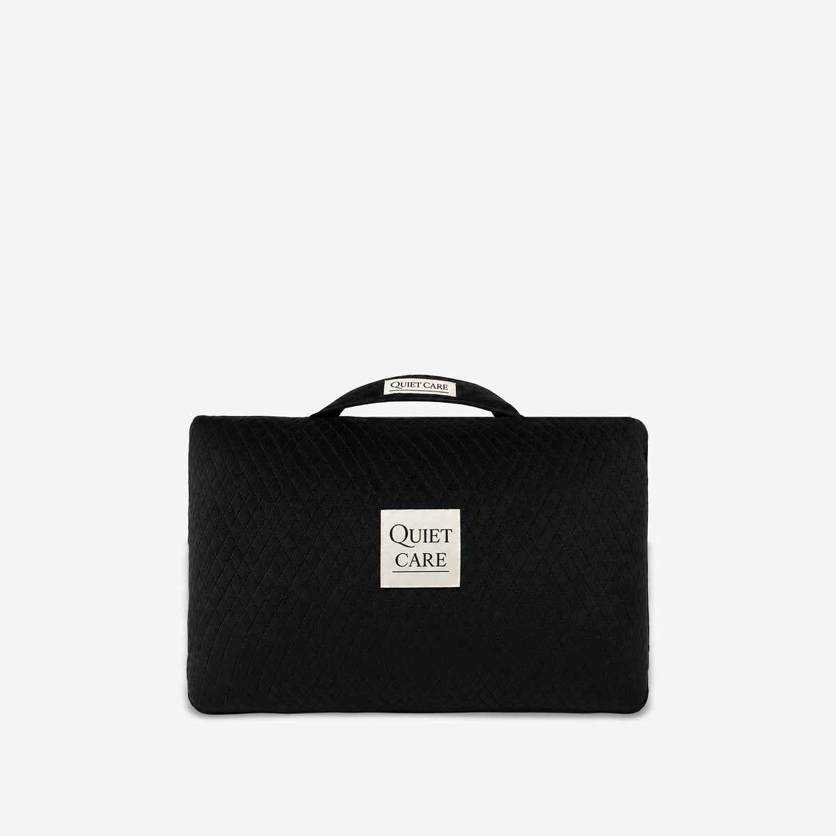 Deep quilted velvet bag shaper in black for small to mid-size structured bags