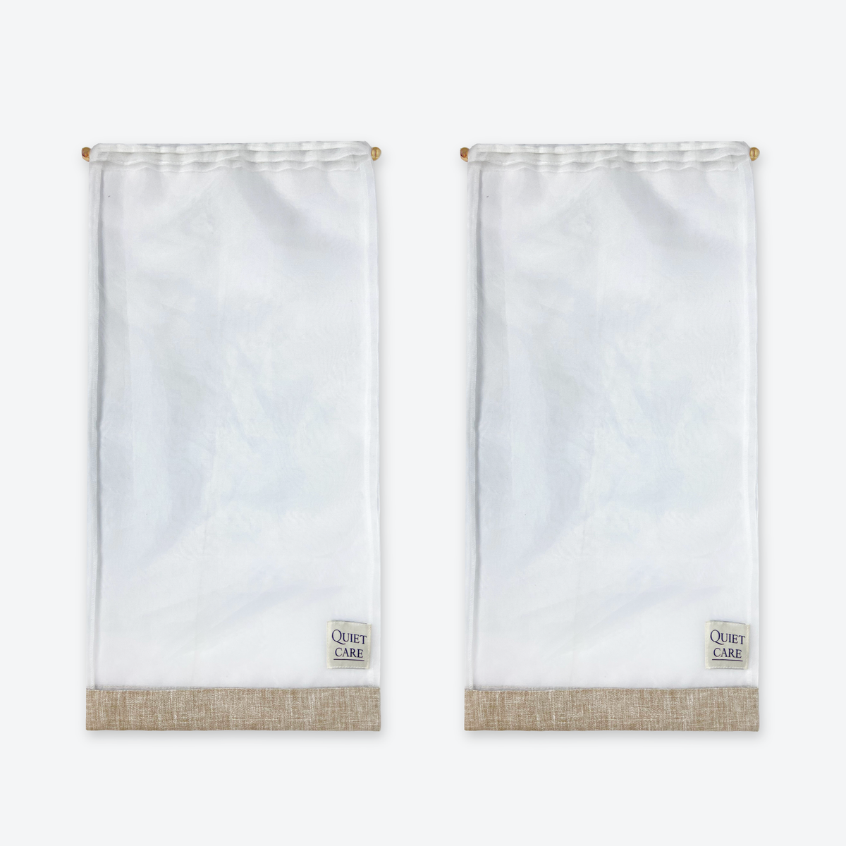 Tall boot bags with linen blend trim, second angle showing both bags