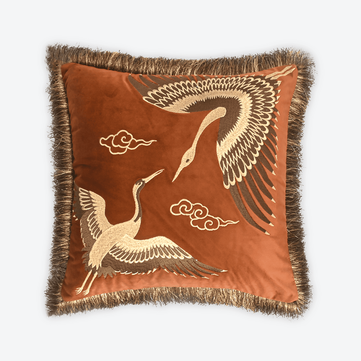 Amber Gilded Crane Cushion Cover