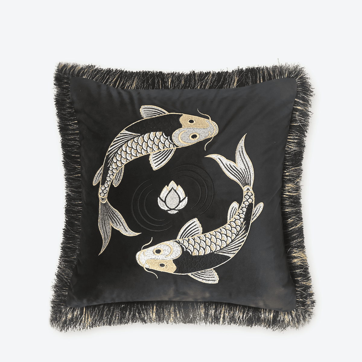 Black Fortune Koi Cushion Cover