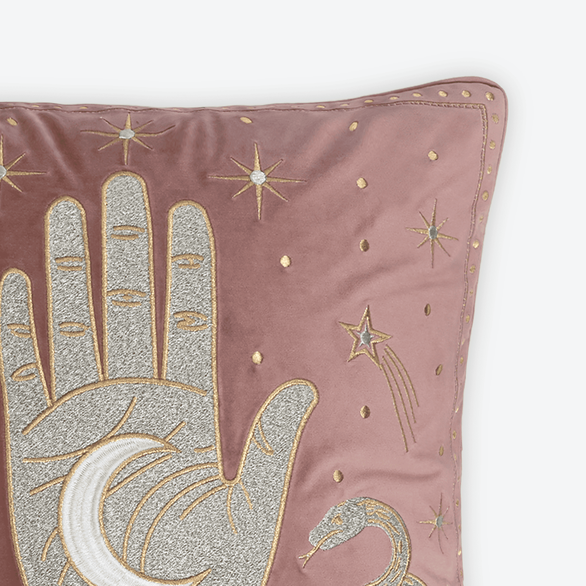 Blush Celestial Palm Cushion Cover, close-up