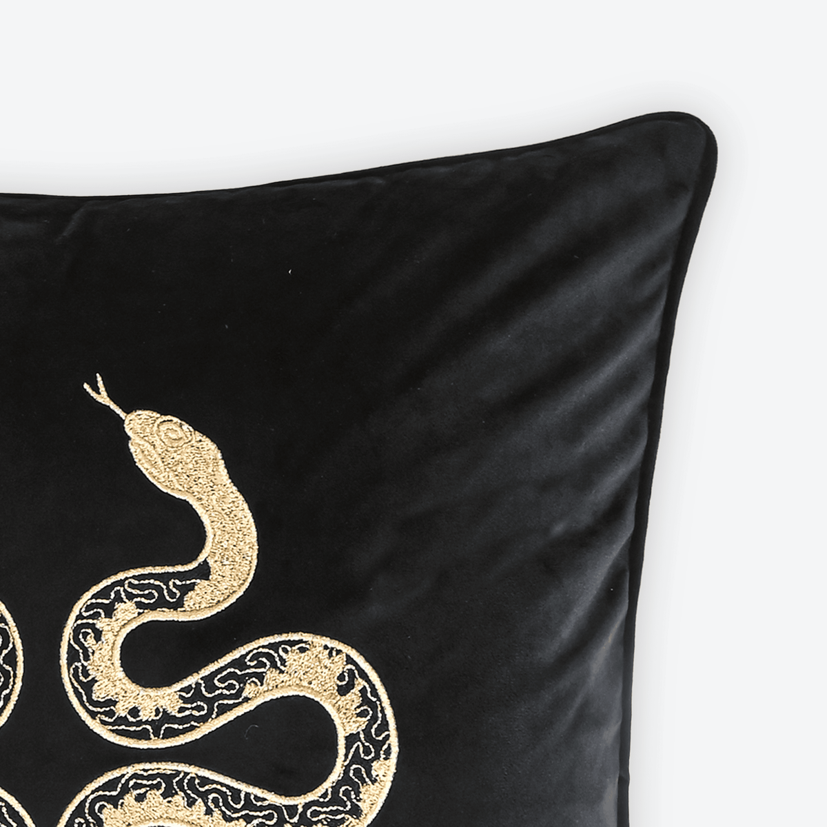 Black Serpentine Cushion Cover, close-up