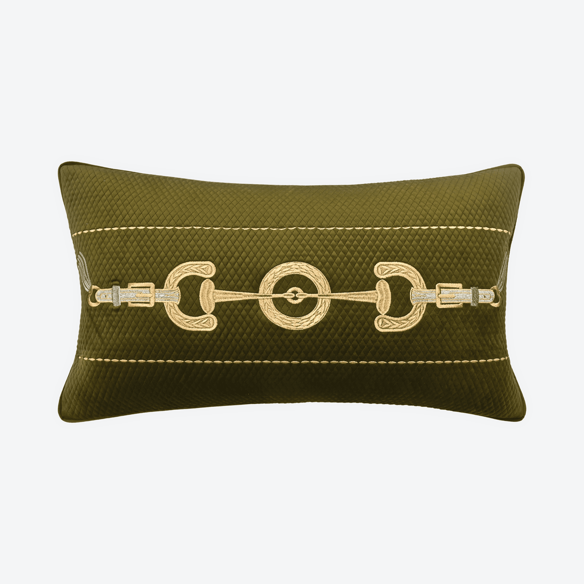 Moss Green Saddle Strap Lumbar Cushion Cover