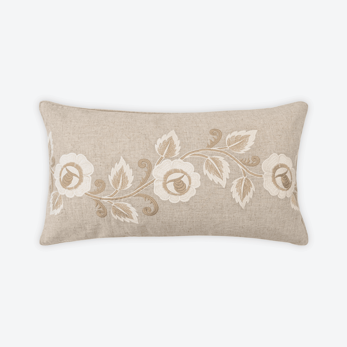 Beige Provence Rose Lumbar Cushion Cover
