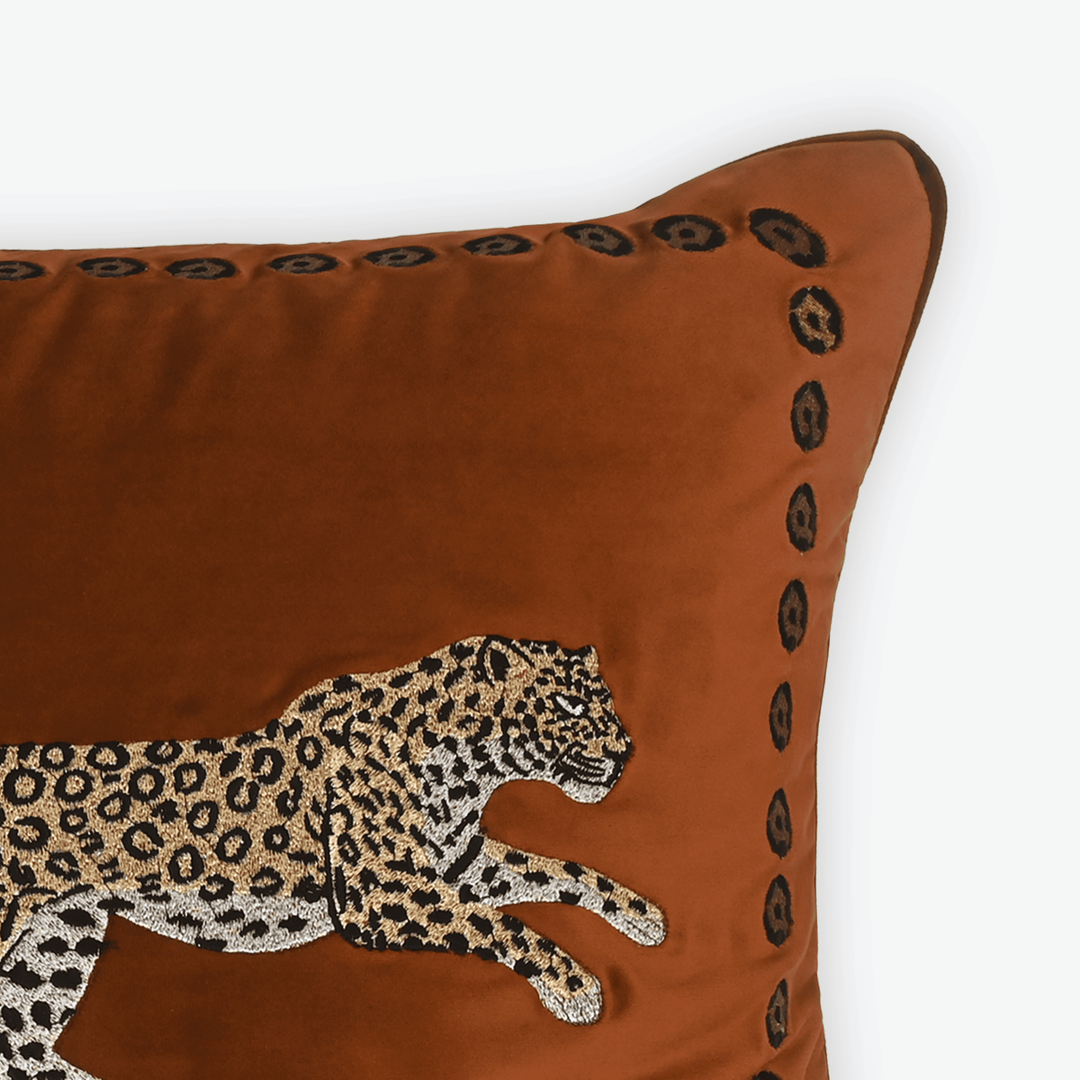 Amber Royal Leopard Cushion Cover, close-up