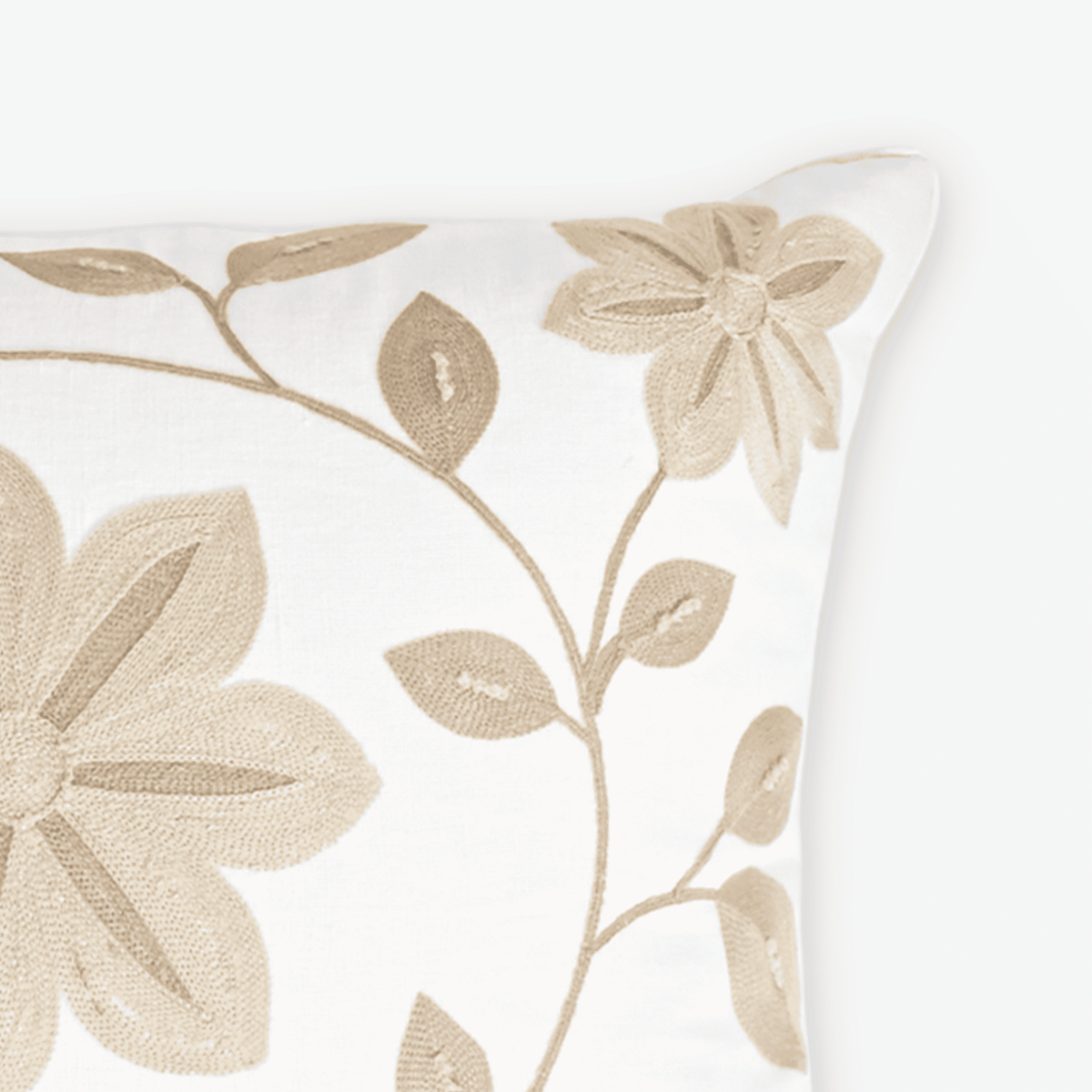 Ivory Garden Bloom Cushion Cover, close-up
