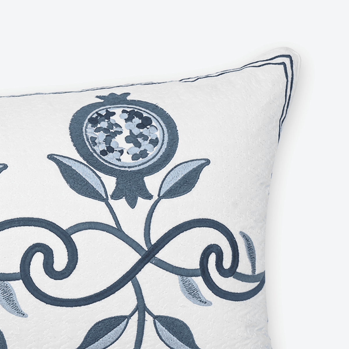 Blue Tulip Vine Lumbar Cushion Cover, close-up