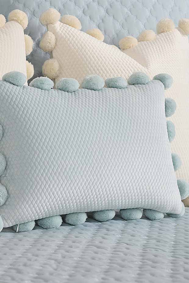 Ashton Whimsical Quilted lumbar Cushion Cover , Blue