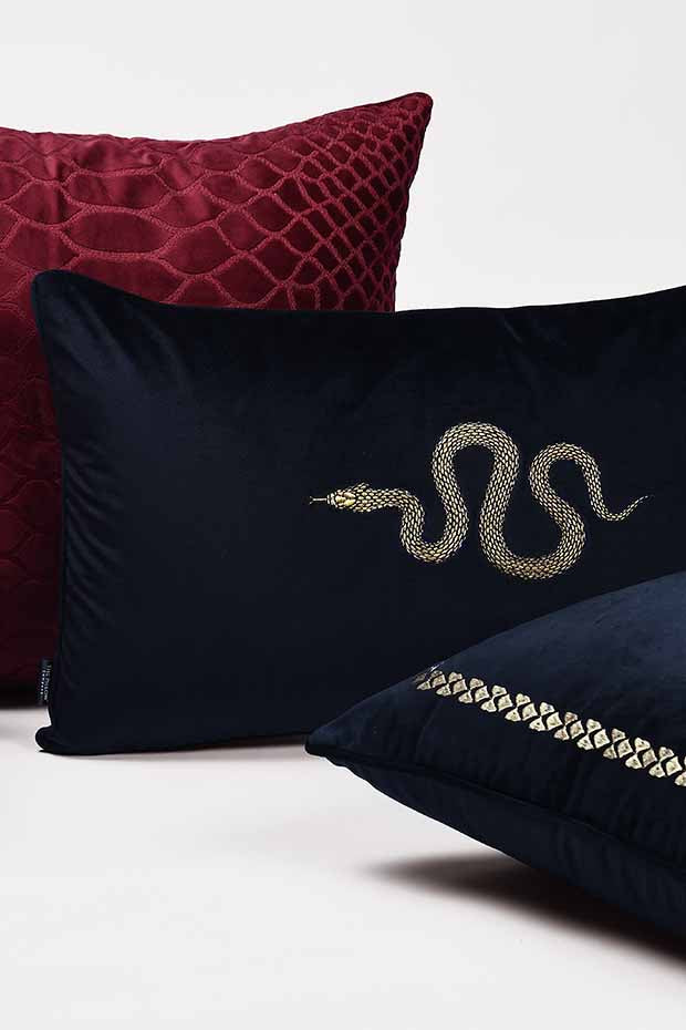 Black Snake Velvet Cushion Cover