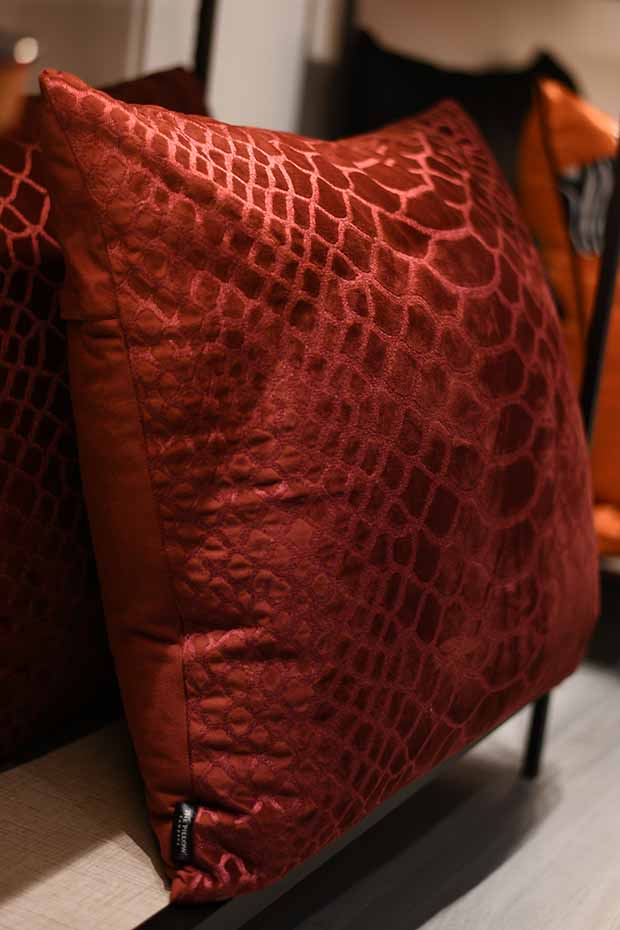 Crocodile Skin Velvet Cushion Cover , Red