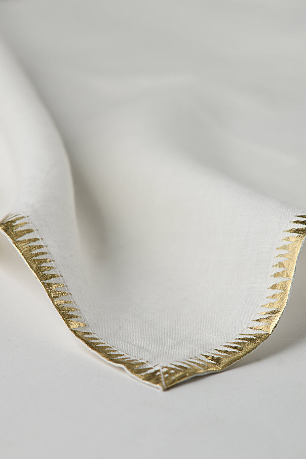 Alba White & Gold Linen Napkin , Set of 4
