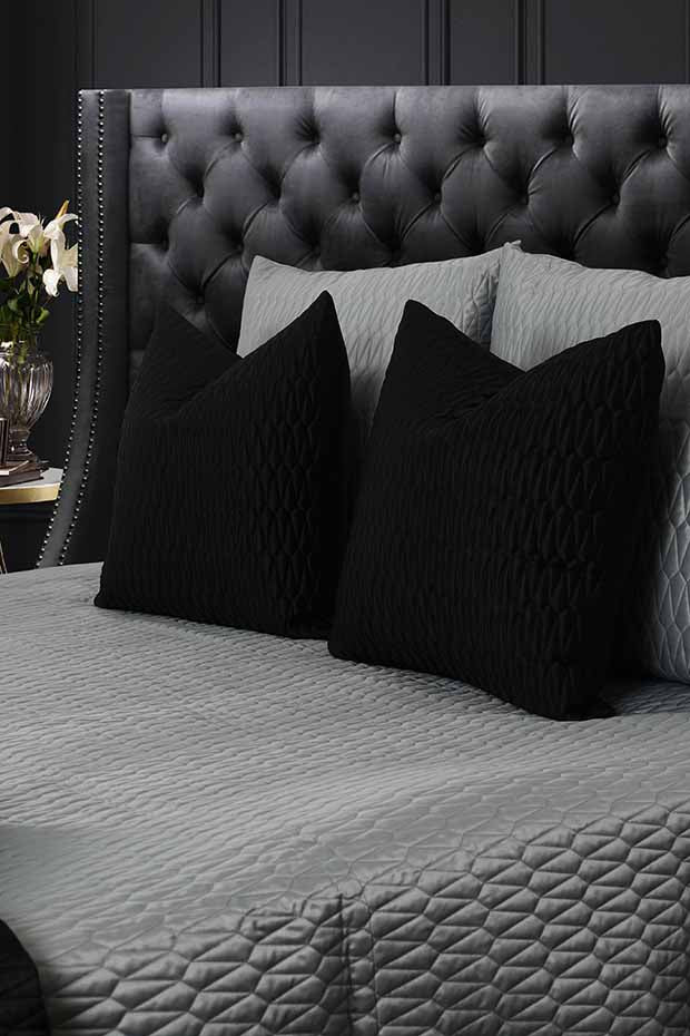 Monaco Quilted Black Cushion Cover