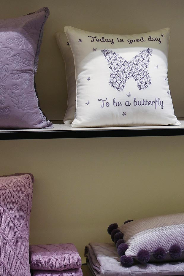 Butterfly Linen Cushion Cover , Lavender