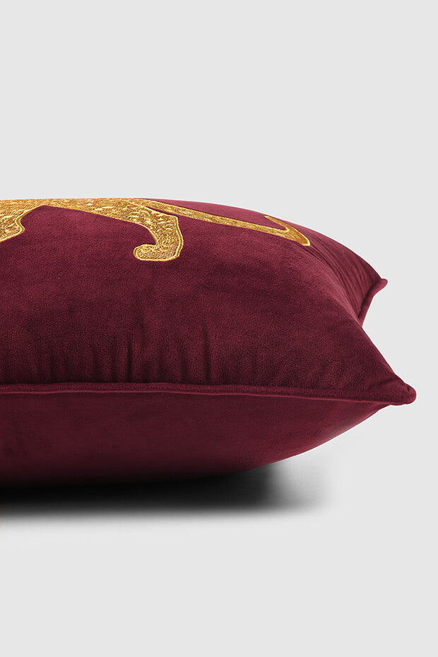 Leopard Velvet Cushion Cover , Red