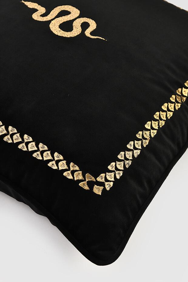 Snake Cushion Cover , Black