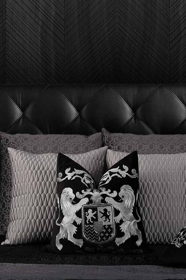 Dynasty Cushion Cover , Black