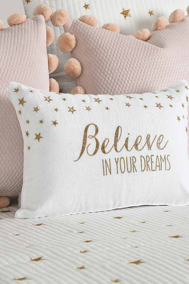 Believe In Your Dreams Linen Cushion Cover , OffWhite
